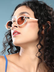 The Malibu Block Oval Sunglass - Off-White