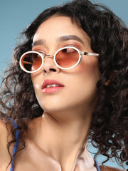 The Malibu Block Oval Sunglass - Off-White