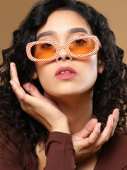 The Zany Retro Rectangular Sunglass - Sienna Brown