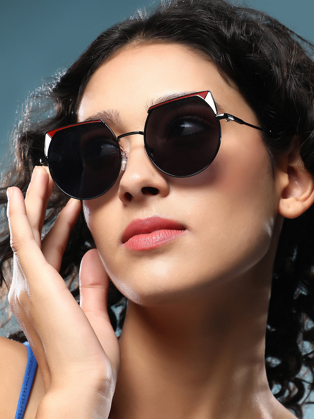 نظارة شمسية بتصميم عين القطة مع إطار مانع للانعكاس - أسود أونيكس