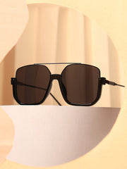 The Layover Rectangular Aviator Sunglass - Onyx Black