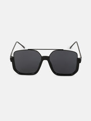 The Layover Rectangular Aviator Sunglass - Onyx Black