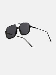 The Layover Rectangular Aviator Sunglass - Onyx Black