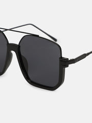 The Layover Rectangular Aviator Sunglass - Onyx Black
