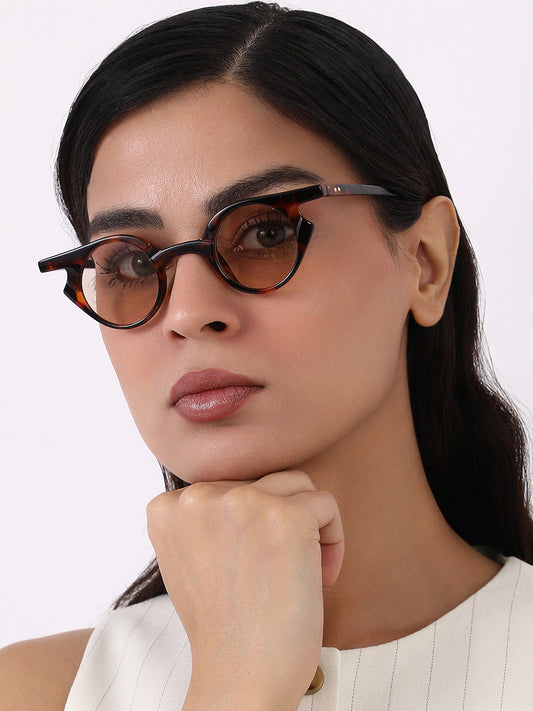 The Carnival Round Sunglass - Coffee Brown