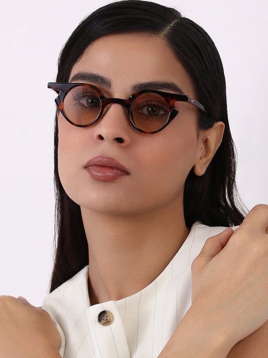 The Carnival Round Sunglass - Coffee Brown