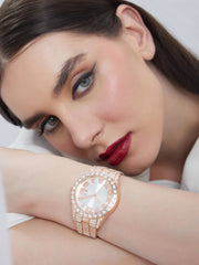 ساعة فيرونا الدائرية - ذهب وردي