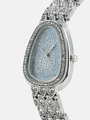 The Bijou Ophidian Oval Watch - Metallic Silver