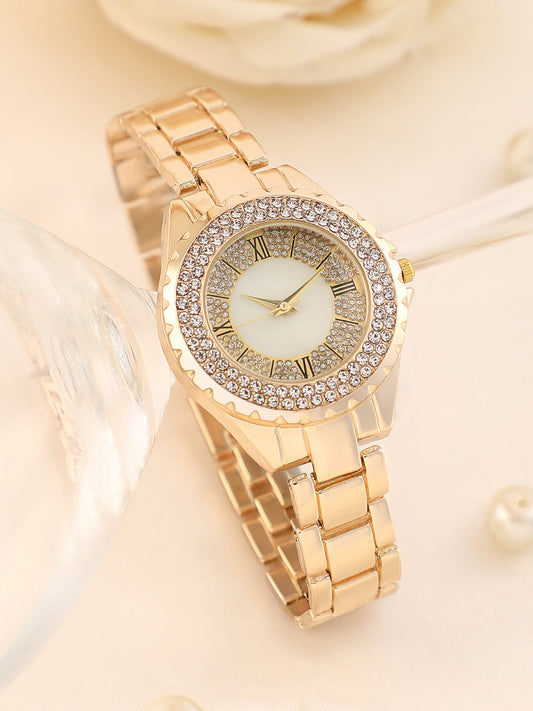 The Crystalized Roman Round Watch - California Gold