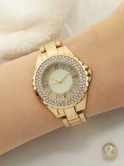The Crystalized Roman Round Watch - California Gold