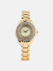 The Crystalized Roman Round Watch - California Gold