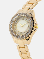 The Crystalized Roman Round Watch - California Gold
