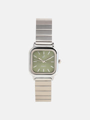 The Downtown Chain Square Watch - Olive Green