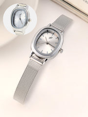 The Cosmopolis Mesh Rectangular Watch - Metallic Silver