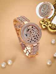 The Bijou Jaguer Round Watch - Rose Gold