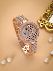 The Bijou Jaguer Round Watch - Rose Gold