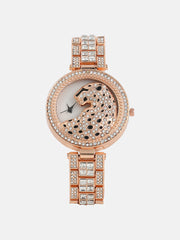 The Bijou Jaguer Round Watch - Rose Gold
