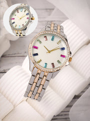 The Bijou Prism Round Watch - California Gold & Metallic Silver
