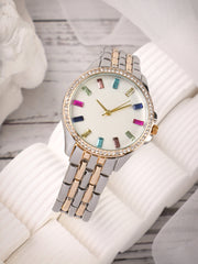 The Bijou Prism Round Watch - California Gold & Metallic Silver