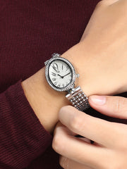 The Lumex Dotted Oval Watch - Metallic Silver