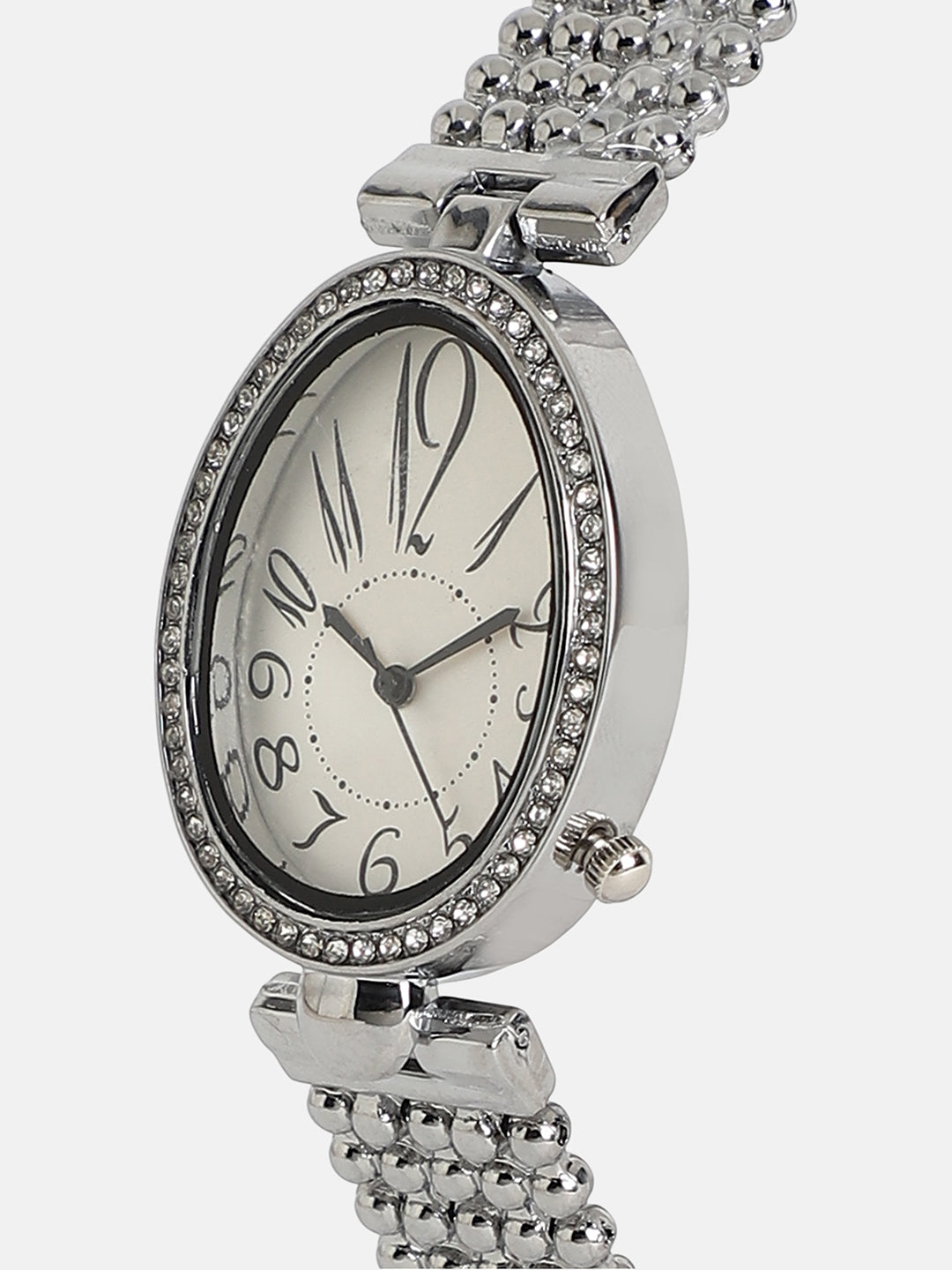 The Lumex Dotted Oval Watch - Metallic Silver