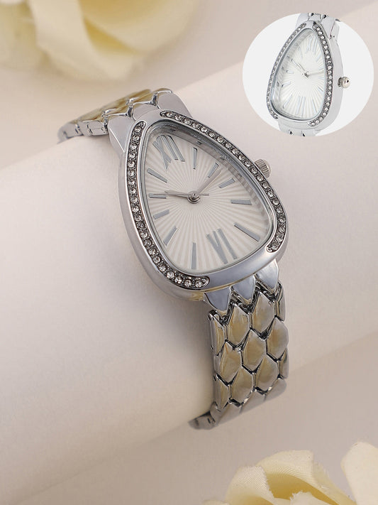 The Roman Ophidian Oval Watch - Metallic Silver