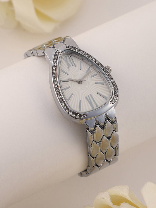 The Roman Ophidian Oval Watch - Metallic Silver