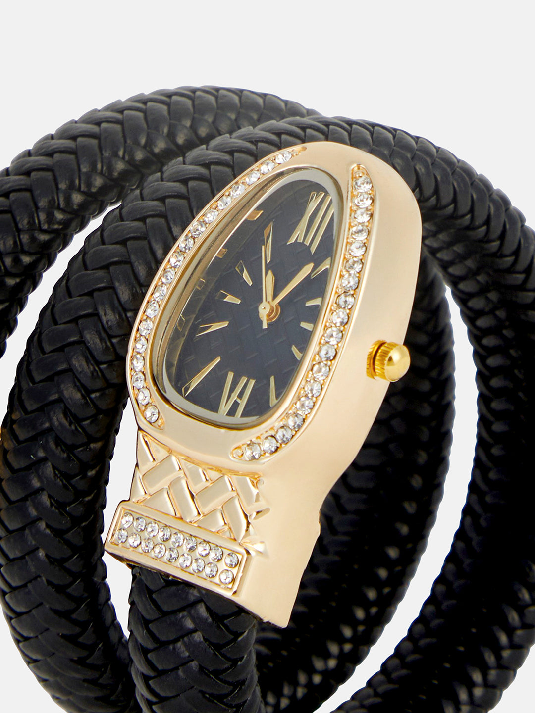 The Aurora Wrap Oval Watch -  Onyx Black