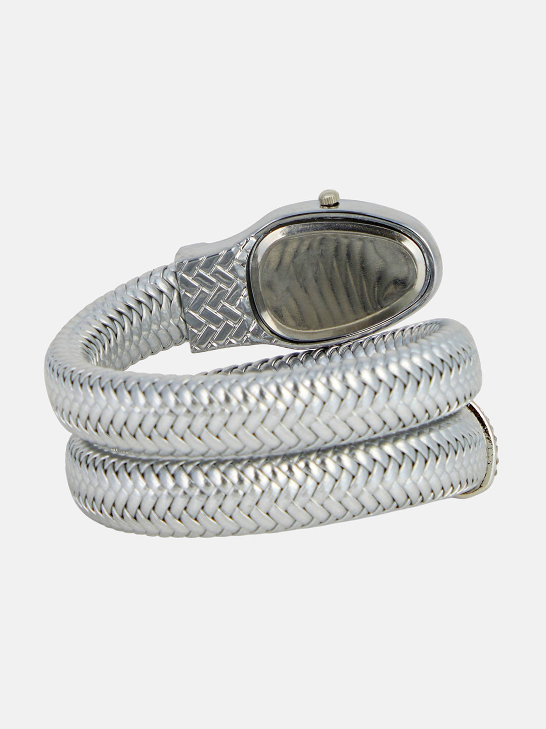 The Aurora Wrap Oval Watch -  Metallic Silver