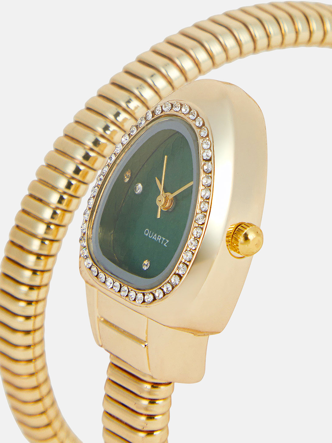 The Aurelia Gem Wrap Oval Watch -  Emerald Green