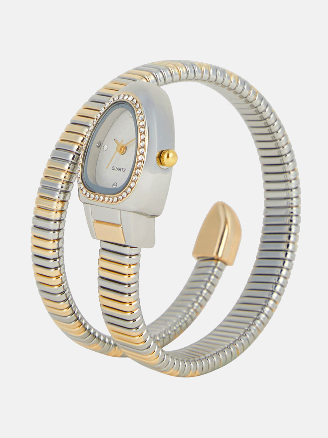 The Aurelia Gem Wrap Oval Watch -  Metallic Silver
