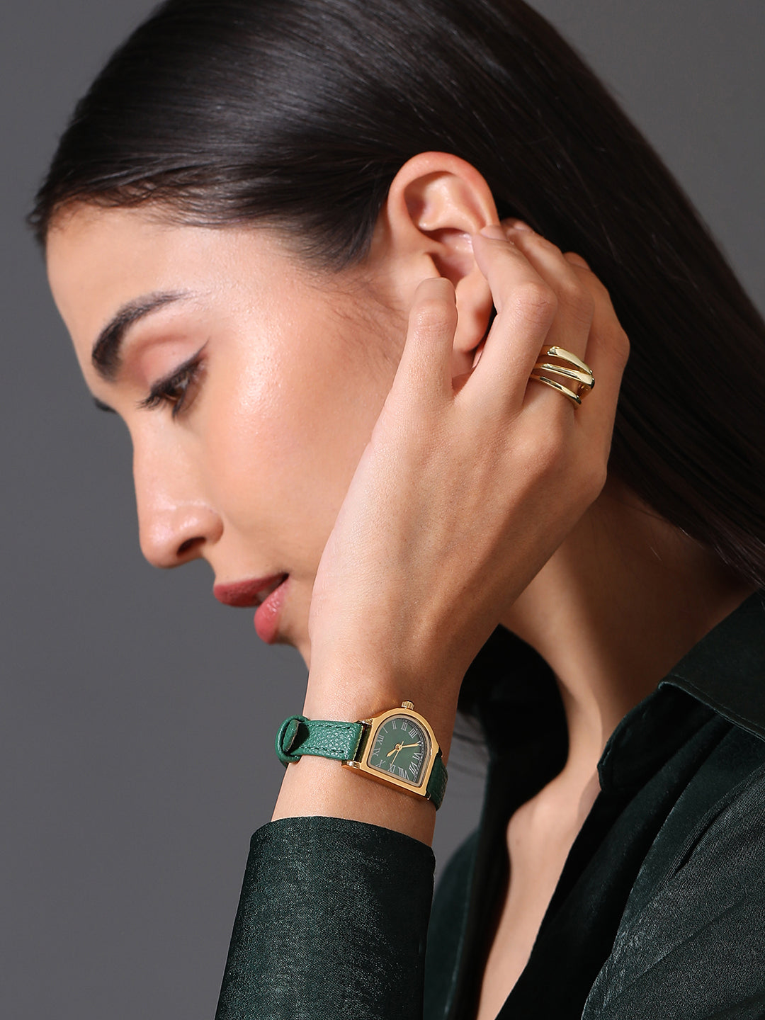 The Classic Rectangular Watch - Forest Green