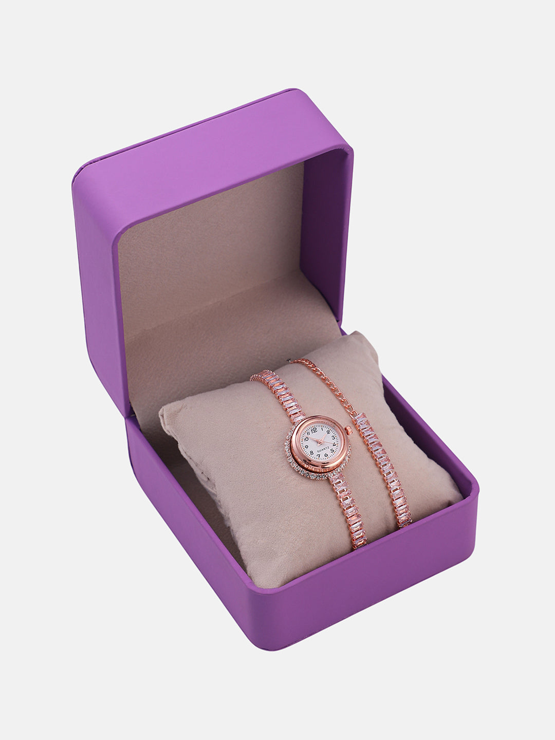 The Crystalized Wrap Round Watch - Rose Gold (Emerald Green Stone)