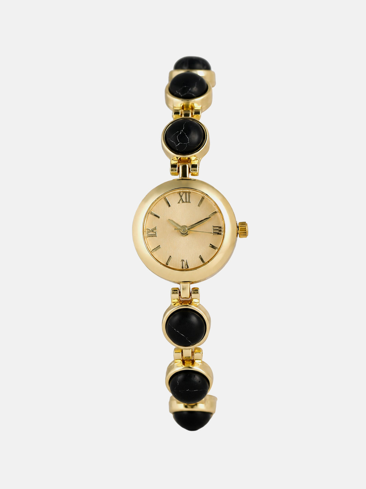 The Noir Beaded Watch - Gold