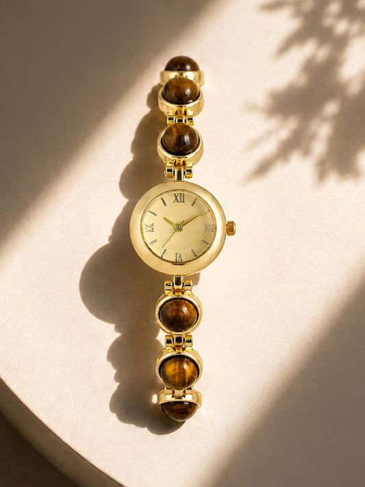 The Noir Beaded Watch - Gold