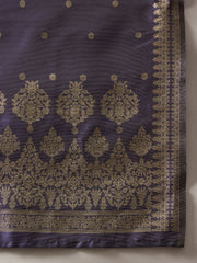 Purple Woven Design Straight Kurta Trousers With Dupatta set