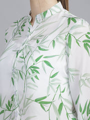 womens floral printted mandarin collar regular fit formal shirt