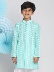 Vastramay - Boys' Chikankari Green Kurta
