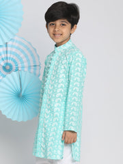 Vastramay - Boys' Chikankari Green Kurta