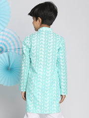 Vastramay - Boys' Chikankari Green Kurta
