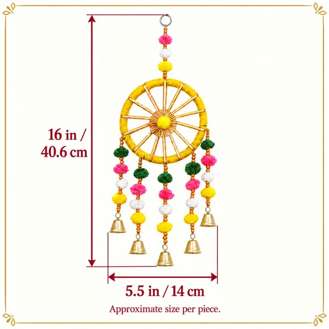 Wool Pom Pom Bell Hanging 16 inch Pack of 5