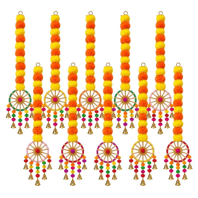 Marigold Fluffy Flower Hanging Pack of 6