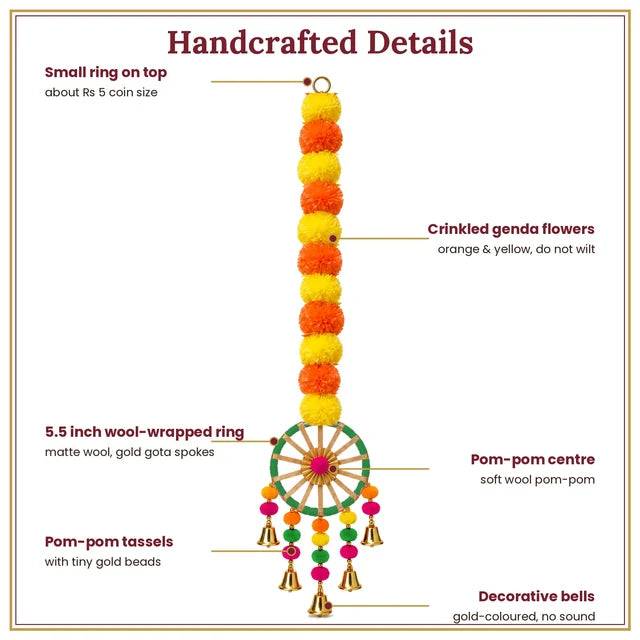 Marigold Fluffy Flower Hanging Pack of 6