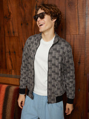 Mens Ash Grey Zip Front Brick Jacket