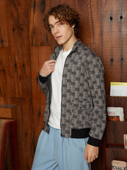 Mens Ash Grey Zip Front Brick Jacket