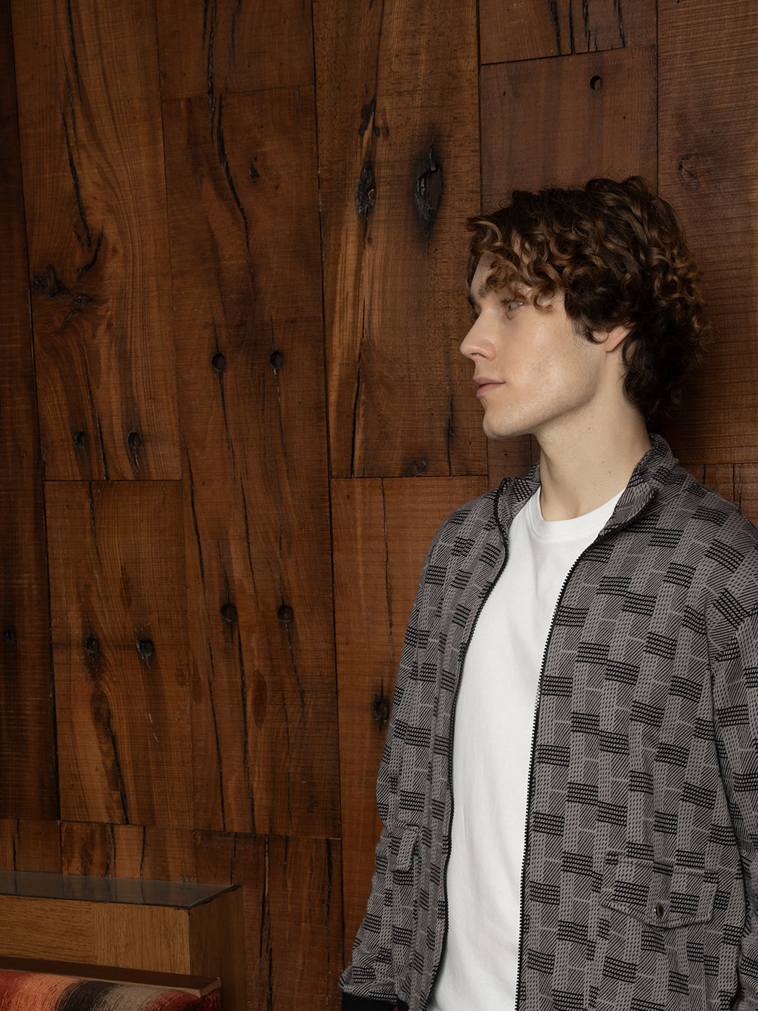 Mens Ash Grey Zip Front Brick Jacket