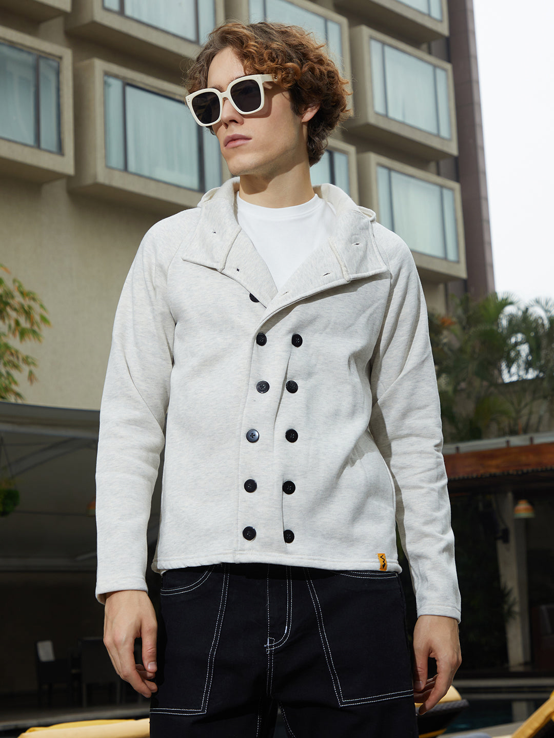 Mens Cloud Grey Double Breasted Jacket