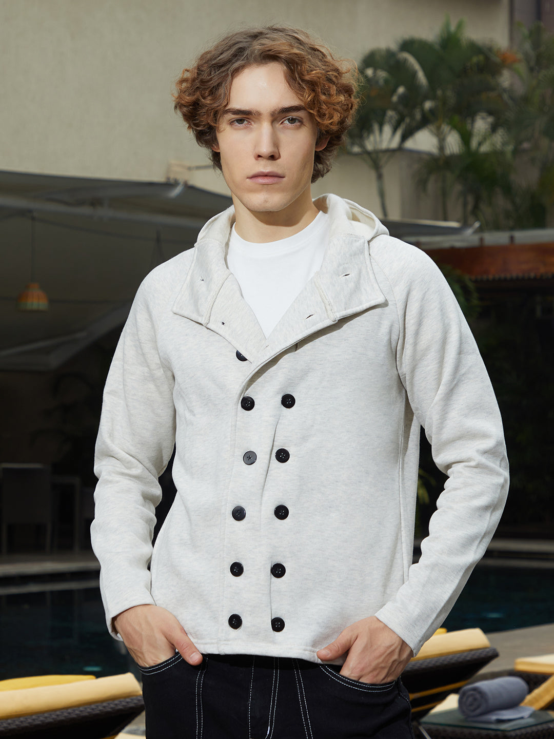 Mens Cloud Grey Double Breasted Jacket