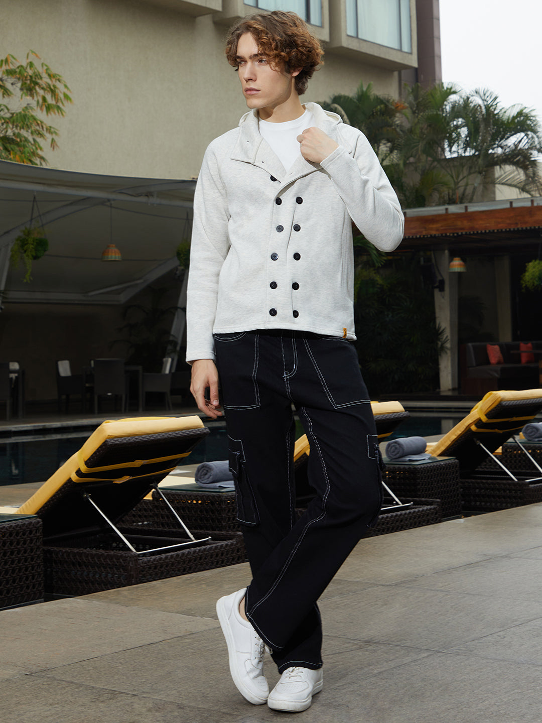 Mens Cloud Grey Double Breasted Jacket