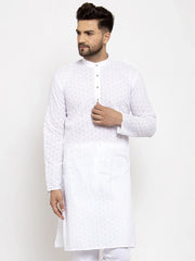 Men White Chikan Kurta Only ( KO 561 White )